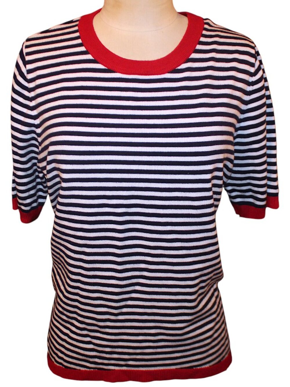 Dokotoo Striped Knit Sweater Top XL Navy Blue White Red